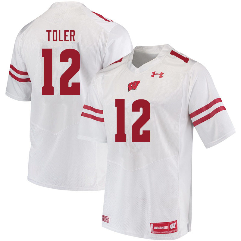 Wisconsin Badgers Men's #12 Titus Toler NCAA Under Armour Authentic White College Stitched Football Jersey UL40K65CZ